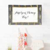 Gold Cactus op gradiënt moderne grafische geo-drie Spandoek (Insitu)