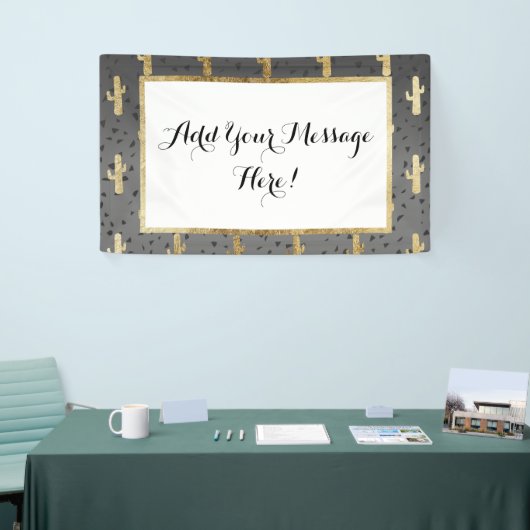 Gold Cactus op gradiënt moderne grafische geo-drie Spandoek (Beurs)