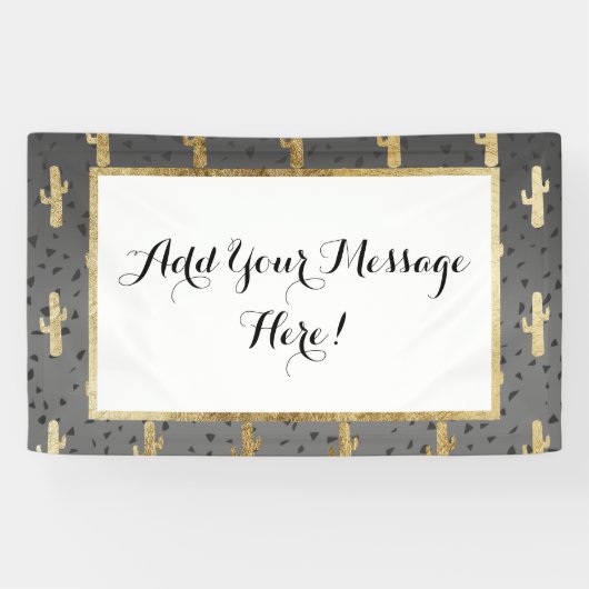 Gold Cactus op gradiënt moderne grafische geo-drie Spandoek (Horizontaal)