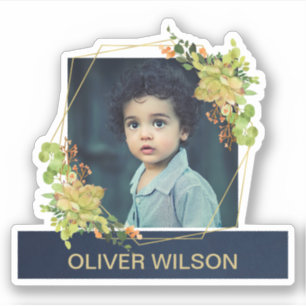 GOLD CACTUS SUCCULENT FOLIAGE WREATH FOTO OVERLAY STICKER