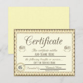 Gold Cadeaubon Kaart (Voorkant / Achterkant)