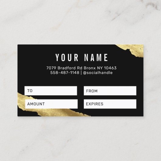 Gold Cadeaubon Visitekaartje (Achterkant)