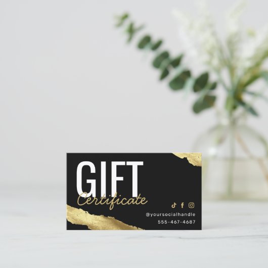Gold Cadeaubon Visitekaartje (Staand voorkant)