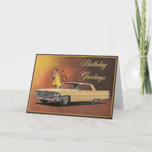 Gold Cadillac Elegant Verjaardag Kaart