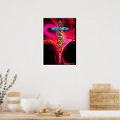 GOLD CADUCEUS,7 CHAKRAS PINK FUCHSIA Yoga Medical Poster (Keuken)