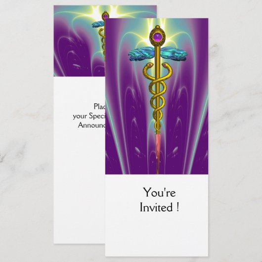 GOLD CADUCEUS Afstuderen, Medische reünie Kaart (Voorkant / Achterkant)