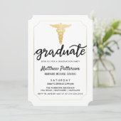 Gold Caduceus-Afstuderen script | Gold Chevron Kaart (Staand voorkant)
