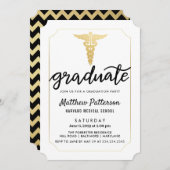 Gold Caduceus-Afstuderen script | Gold Chevron Kaart (Voorkant / Achterkant)