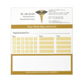 Gold Caduceus Black Wings Medische Afspraak Notitieblok (Voorkant)