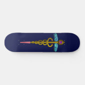 GOLD CADUCEUS Blue Skateboard (Horizontaal)