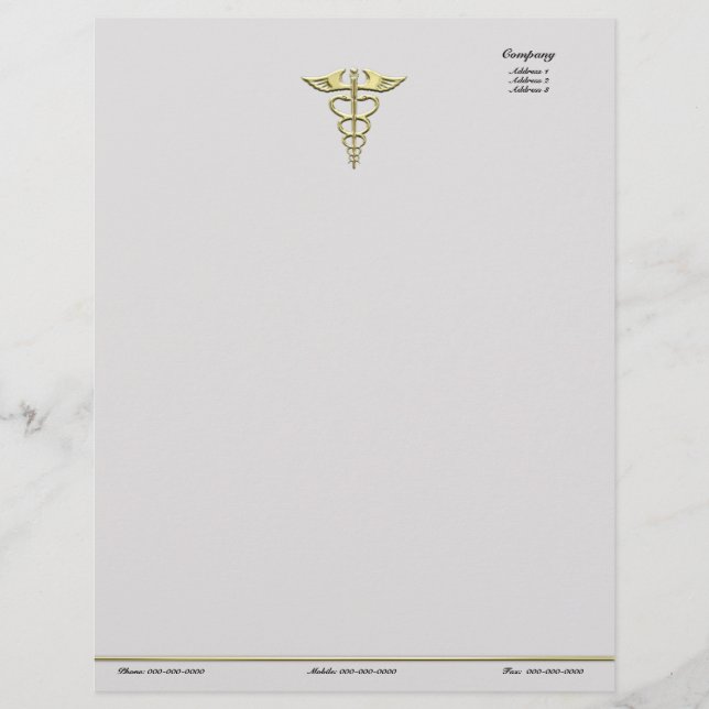 Gold Caduceus Briefhoofd (Voorkant)