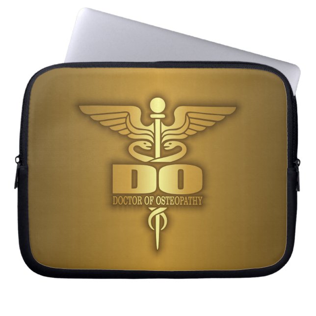 Gold Caduceus (DO) Laptop Sleeve (Voorkant)