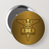 Gold Caduceus (DO) Ronde Button 4,0 Cm (Voorkant /achterkant)