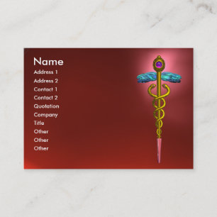 GOLD CADUCEUS, DOCTOR MEDICAL SERVICE Red Ruby Visitekaartje