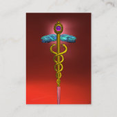 GOLD CADUCEUS, DOCTOR MEDICAL SERVICE Red Ruby Visitekaartje (Achterkant)