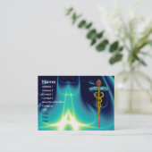 GOLD CADUCEUS DOCTOR, MEDISCH SYMBOOL Blauw Turkoo Visitekaartje (Staand voorkant)