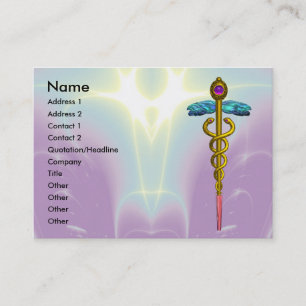 GOLD CADUCEUS, DOCTOR, MEDISCHE DIENST Paars Blauw Visitekaartje