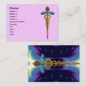 GOLD CADUCEUS, DOCTOR, MEDISCHE DIENST, Roze Paars Visitekaartje (Voorkant / Achterkant)
