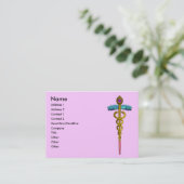 GOLD CADUCEUS, DOCTOR, MEDISCHE DIENST, Roze Paars Visitekaartje (Staand voorkant)