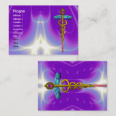 GOLD CADUCEUS, DOCTOR, MEDISCHE SERVICE, Paars Visitekaartje (Voorkant / Achterkant)