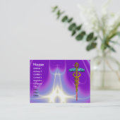 GOLD CADUCEUS, DOCTOR, MEDISCHE SERVICE, Paars Visitekaartje (Staand voorkant)