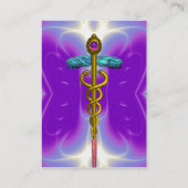 GOLD CADUCEUS, DOCTOR, MEDISCHE SERVICE, Paars Visitekaartje (Achterkant)