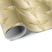 Gold Caduceus Doctor - Patroon voor medische symbo Cadeaupapier (Rol Hoek)