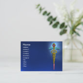 GOLD CADUCEUS, DOKTER, MEDISCH SYMBOOL Blauw Saffi Visitekaartje (Staand voorkant)