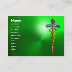 GOLD CADUCEUS, DOKTER, MEDISCHE DIENST EMERALD GRE VISITEKAARTJE