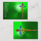 GOLD CADUCEUS, DOKTER, MEDISCHE DIENST EMERALD GRE VISITEKAARTJE (Voorkant / Achterkant)
