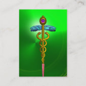 GOLD CADUCEUS, DOKTER, MEDISCHE DIENST EMERALD GRE VISITEKAARTJE (Achterkant)