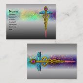 GOLD CADUCEUS, DOKTER MEDISCHE DIENST Metaal Grijs Visitekaartje (Voorkant / Achterkant)