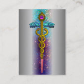 GOLD CADUCEUS, DOKTER MEDISCHE DIENST Metaal Grijs Visitekaartje (Achterkant)