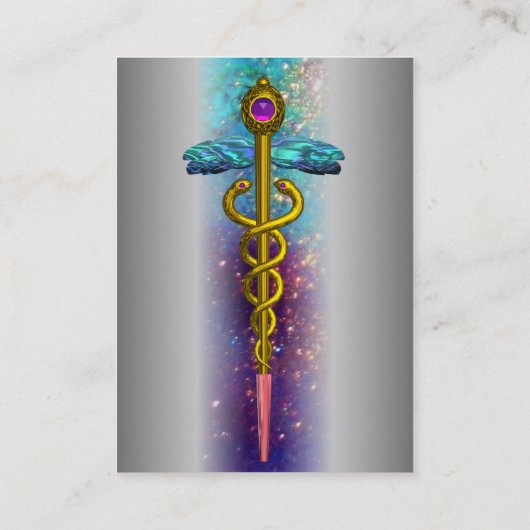 GOLD CADUCEUS, DOKTER MEDISCHE DIENST Metaal Grijs Visitekaartje (Achterkant)