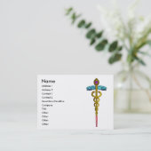 GOLD CADUCEUS, DOKTER, MEDISCHE DIENST Paarse Wit Visitekaartje (Staand voorkant)