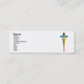 GOLD CADUCEUS, DOKTER, MEDISCHE DIENST Wit Mini Visitekaartje (Voorkant)