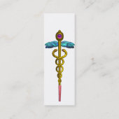 GOLD CADUCEUS, DOKTER, MEDISCHE DIENST Wit Mini Visitekaartje (Achterkant)