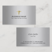 Gold Caduceus Elegant Silver Medical Belling Visitekaartje (Voorkant / Achterkant)