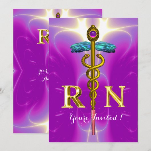 GOLD CADUCEUS GEREGISTREERD Afstuderen VAN HET SYM Kaart (Voorkant / Achterkant)