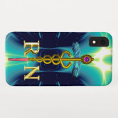 GOLD CADUCEUS GEREGISTREERD NURSE SYMBOL Aqua Blue Case-Mate iPhone Case (Achterkant (horizontaal))