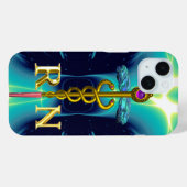 GOLD CADUCEUS GEREGISTREERD NURSE SYMBOL Aqua Blue Case-Mate iPhone Case (Achterkant (horizontaal))