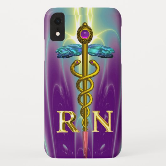 GOLD CADUCEUS GEREGISTREERD NURSE SYMBOL Blue Paar Case-Mate iPhone Case (Achterkant)