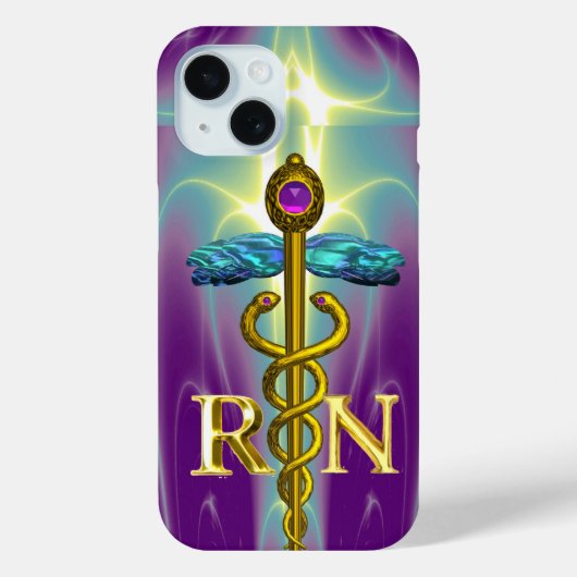 GOLD CADUCEUS GEREGISTREERD NURSE SYMBOL Blue Paar Case-Mate iPhone Case (Achterkant)