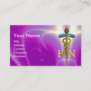 GOLD CADUCEUS GEREGISTREERD NURSE SYMBOL Fuchsia P Visitekaartje
