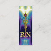 GOLD CADUCEUS GEREGISTREERD NURSE SYMBOL Light Blu Mini Visitekaartje (Achterkant)