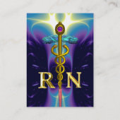 GOLD CADUCEUS GEREGISTREERD NURSE SYMBOL Light Blu Visitekaartje (Achterkant)
