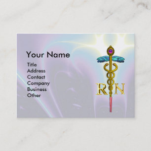 GOLD CADUCEUS GEREGISTREERD NURSE SYMBOL Light Blu Visitekaartje