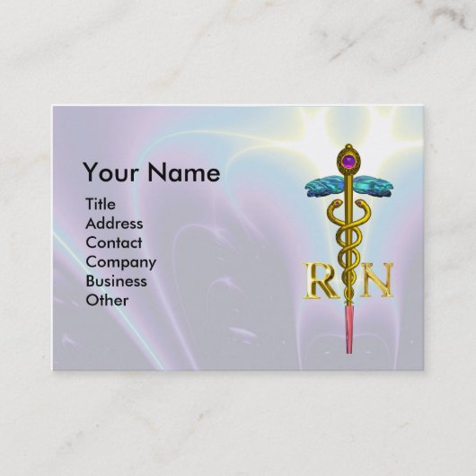 GOLD CADUCEUS GEREGISTREERD NURSE SYMBOL Light Blu Visitekaartje (Voorkant)