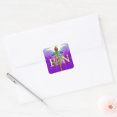 GOLD CADUCEUS GEREGISTREERD NURSE SYMBOL Paars Bla Vierkante Sticker (Envelop)