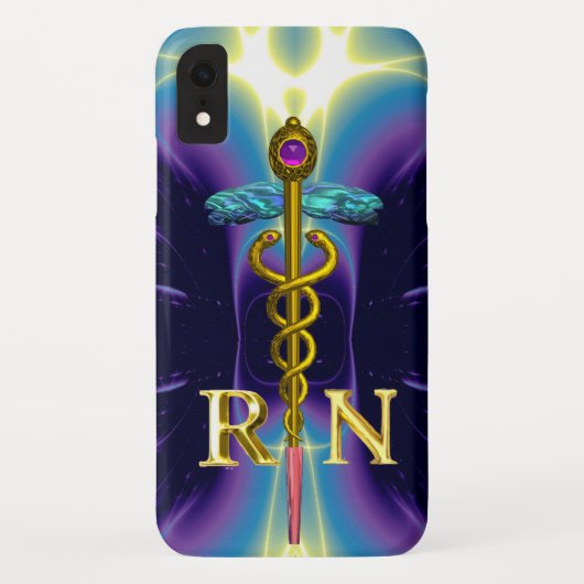 GOLD CADUCEUS GEREGISTREERD NURSE SYMBOL Paars Blu Case-Mate iPhone Case (Achterkant)